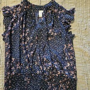 Joie Navy Floral Top